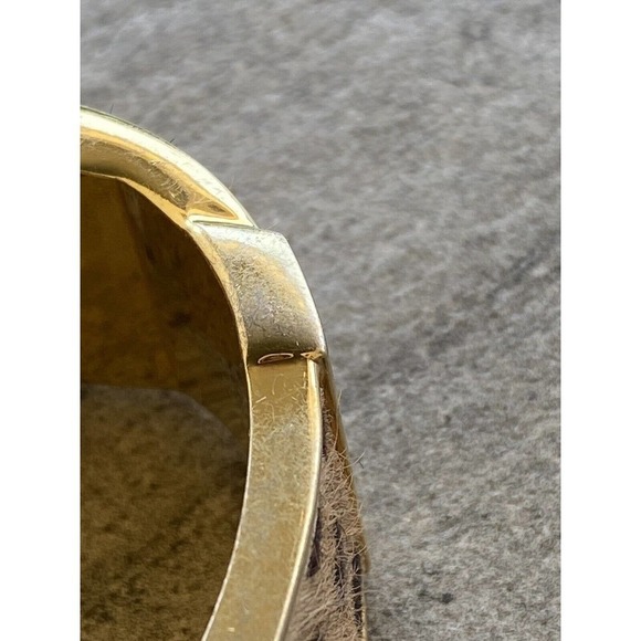 J. Crew Bracelet Cuff Clamp Animal Leopard Print Fur Gold Tone - Picture 7 of 12